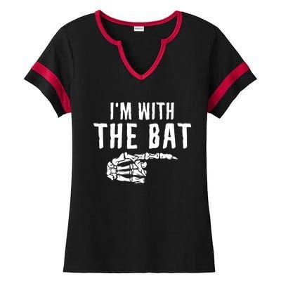 IM With The Bat Funny Matching Couple Costume Halloween Ladies Halftime Notch Neck Tee