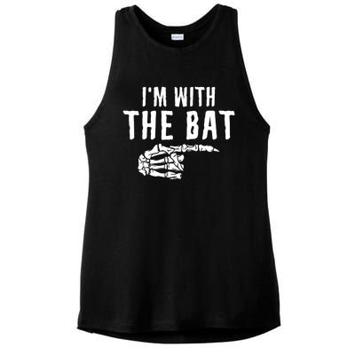 IM With The Bat Funny Matching Couple Costume Halloween Ladies PosiCharge Tri-Blend Wicking Tank