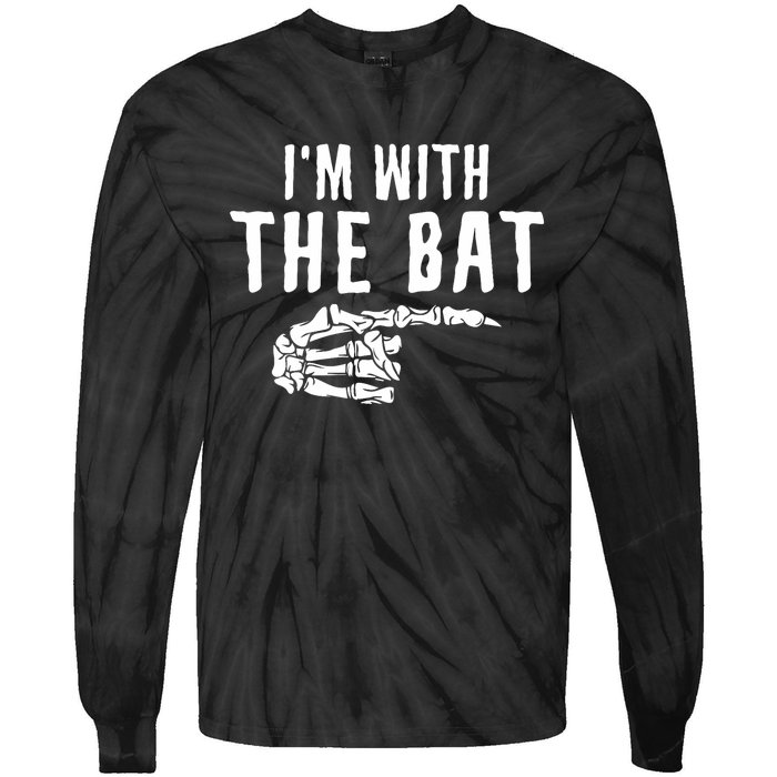 IM With The Bat Funny Matching Couple Costume Halloween Tie-Dye Long Sleeve Shirt