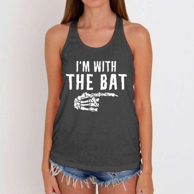 IM With The Bat Funny Matching Couple Costume Halloween Women's Knotted Racerback Tank