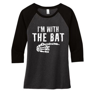 IM With The Bat Funny Matching Couple Costume Halloween Women's Tri-Blend 3/4-Sleeve Raglan Shirt