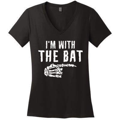 IM With The Bat Funny Matching Couple Costume Halloween Women's V-Neck T-Shirt