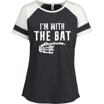 IM With The Bat Funny Matching Couple Costume Halloween Enza Ladies Jersey Colorblock Tee