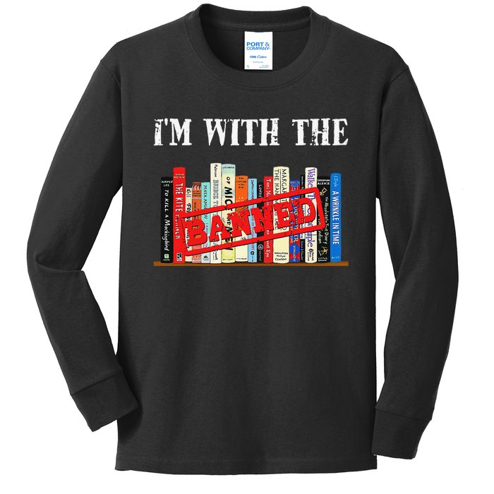 I'm With The Banned Funny Book Readers I Read Banned Books Kids Long Sleeve Shirt