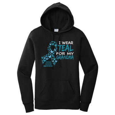 I Wear Teal For My Grandma Ovarian Cancer Awareness T Women's Pullover Hoodie