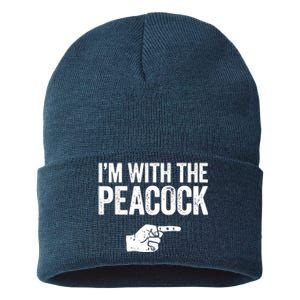 I'm With The Peacock Matching Peacock Shirts Sustainable Knit Beanie