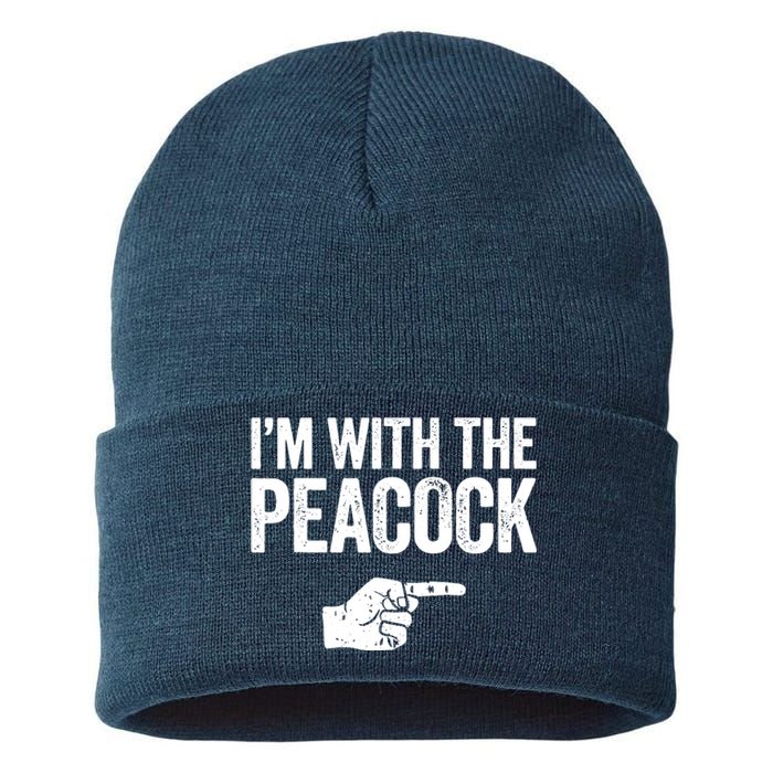 I'm With The Peacock Matching Peacock Shirts Sustainable Knit Beanie