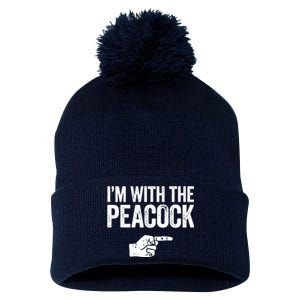 I'm With The Peacock Matching Peacock Shirts Pom Pom 12in Knit Beanie