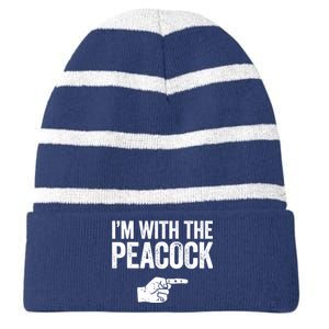 I'm With The Peacock Matching Peacock Shirts Striped Beanie with Solid Band