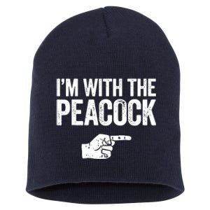 I'm With The Peacock Matching Peacock Shirts Short Acrylic Beanie