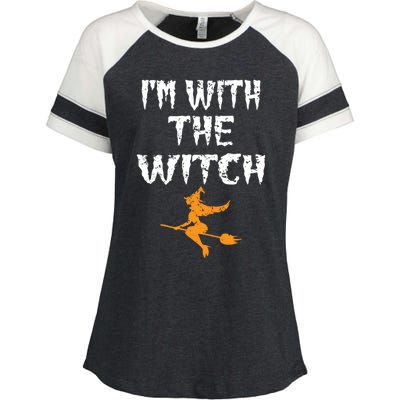 Im With The Witch Halloween Matching Couple Costume Witch Gift Enza Ladies Jersey Colorblock Tee