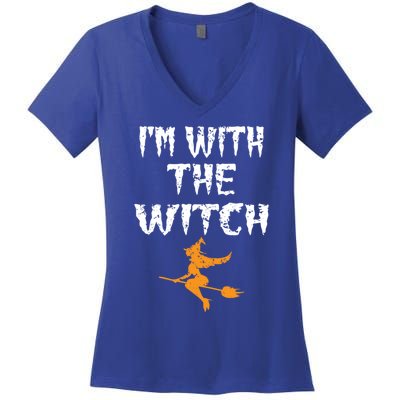 Im With The Witch Halloween Matching Couple Costume Witch Gift Women's V-Neck T-Shirt