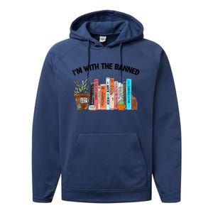 I'm With The Banned Funny Book Readers I Read Banned Books Performance Fleece Hoodie