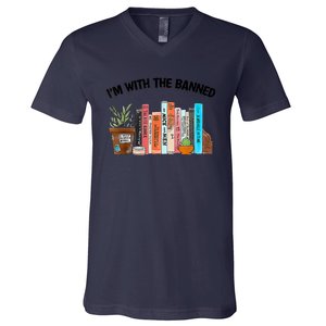 I'm With The Banned Funny Book Readers I Read Banned Books V-Neck T-Shirt