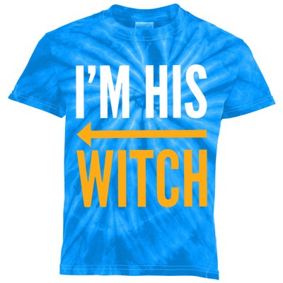 Im With The Witch Im His Witch Matching Couples Halloween Gift Kids Tie-Dye T-Shirt