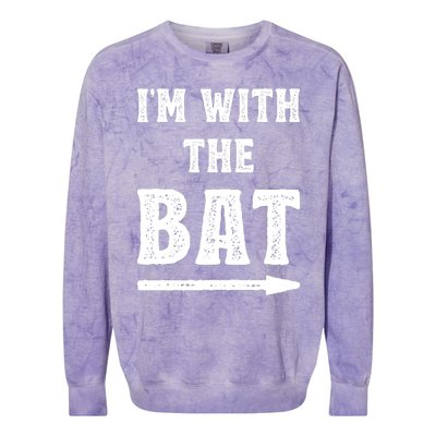 IM With The Bat Costume Halloween Matching Couple Lazy Diy Colorblast Crewneck Sweatshirt