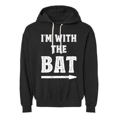 IM With The Bat Costume Halloween Matching Couple Lazy Diy Garment-Dyed Fleece Hoodie