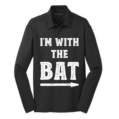 IM With The Bat Costume Halloween Matching Couple Lazy Diy Silk Touch Performance Long Sleeve Polo