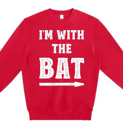 IM With The Bat Costume Halloween Matching Couple Lazy Diy Premium Crewneck Sweatshirt