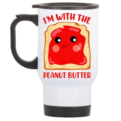 Im With The Peanut Butter Cute Couple Peanut Butter Jelly Stainless Steel Travel Mug