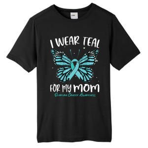 I Wear Teal For My Mom Ovarian Cancer Awareness Butterfly Tall Fusion ChromaSoft Performance T-Shirt