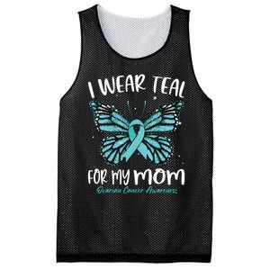 I Wear Teal For My Mom Ovarian Cancer Awareness Butterfly Mesh Reversible Basketball Jersey Tank