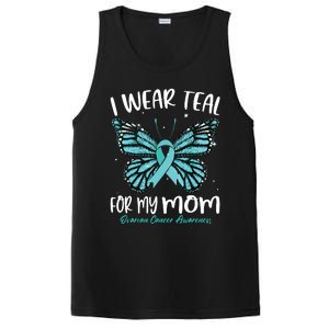 I Wear Teal For My Mom Ovarian Cancer Awareness Butterfly PosiCharge Competitor Tank