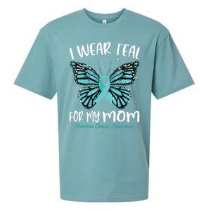 I Wear Teal For My Mom Ovarian Cancer Awareness Butterfly Sueded Cloud Jersey T-Shirt