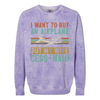 I Want To Buy An Airplane But My Wife Cess Nah! Pilot Colorblast Crewneck Sweatshirt