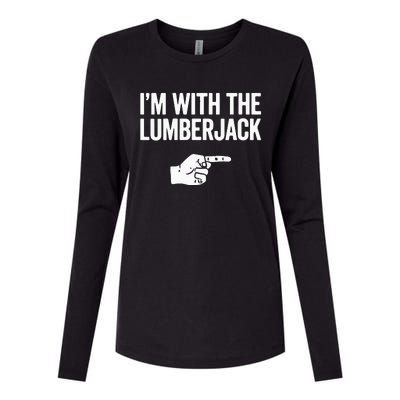 I'm With The Lumberjack Matching VNeck Womens Cotton Relaxed Long Sleeve T-Shirt