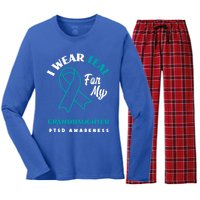 I Wear Teal For My Granddaughter Ptsd Awareness Funny Gift Women's Long Sleeve Flannel Pajama Set 