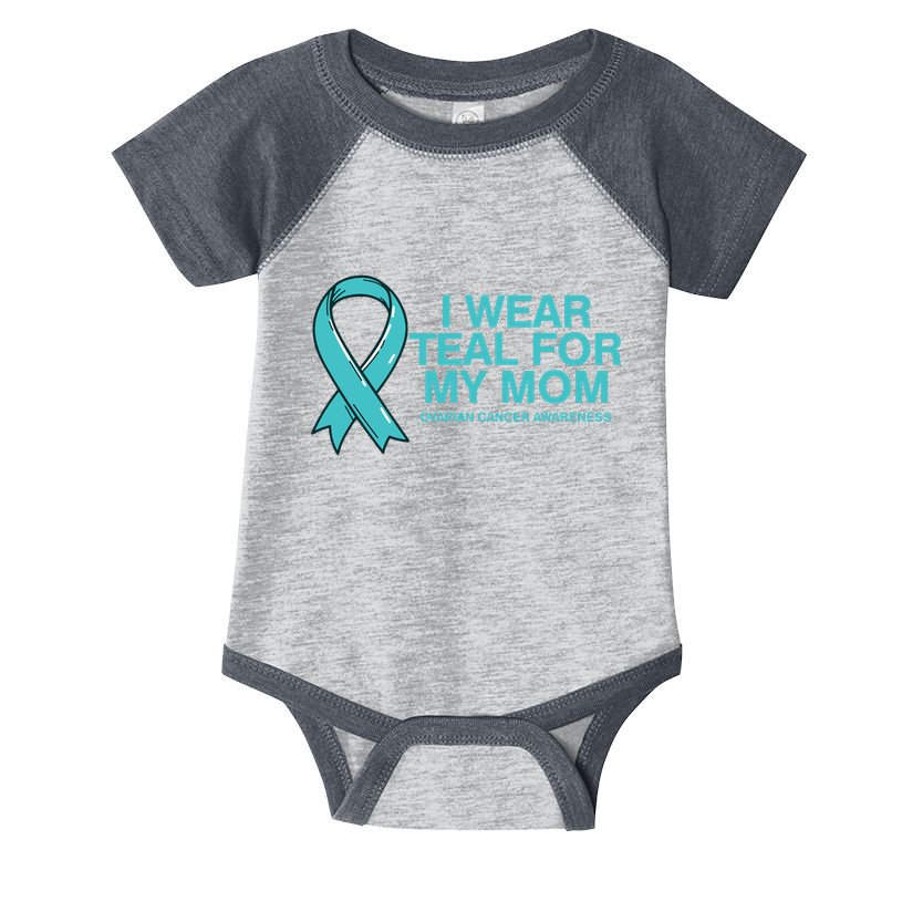 I Wear Teal For My Mom Fight Against Ovarian Cancer Infant Baby Jersey Bodysuit