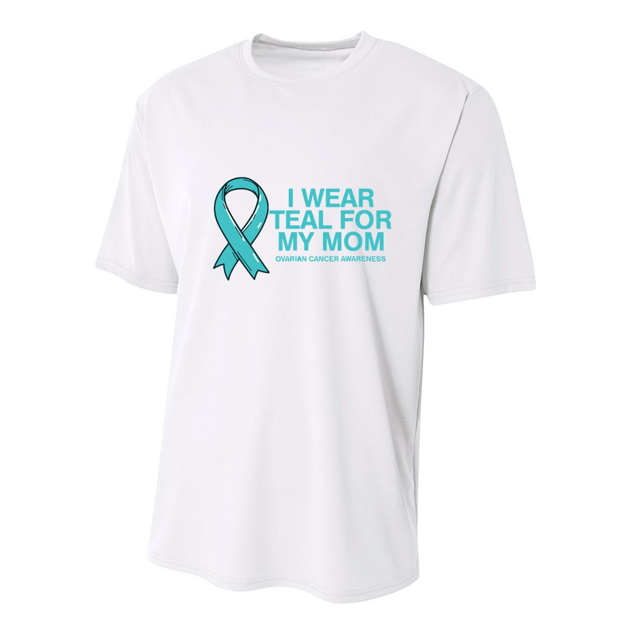 I Wear Teal For My Mom Fight Against Ovarian Cancer Youth Performance Sprint T-Shirt