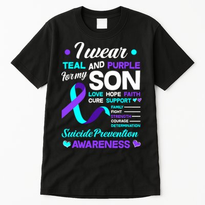 I Wear Teal & Purple For My Son Suicide Prevention Awareness Tall T-Shirt