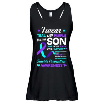I Wear Teal & Purple For My Son Suicide Prevention Awareness Ladies Essential Flowy Tank