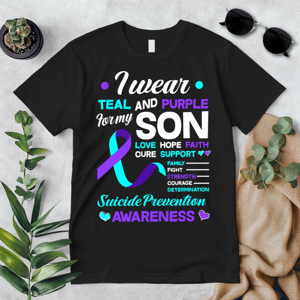 I Wear Teal & Purple For My Son Suicide Prevention Awareness Premium T-Shirt