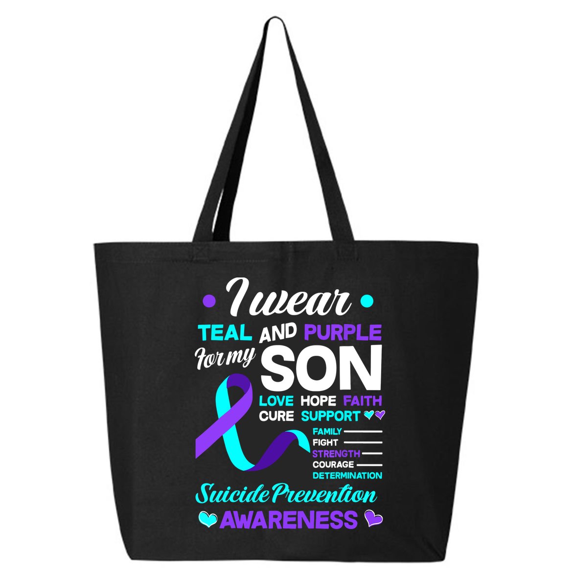 I Wear Teal & Purple For My Son Suicide Prevention Awareness 25L Jumbo Tote