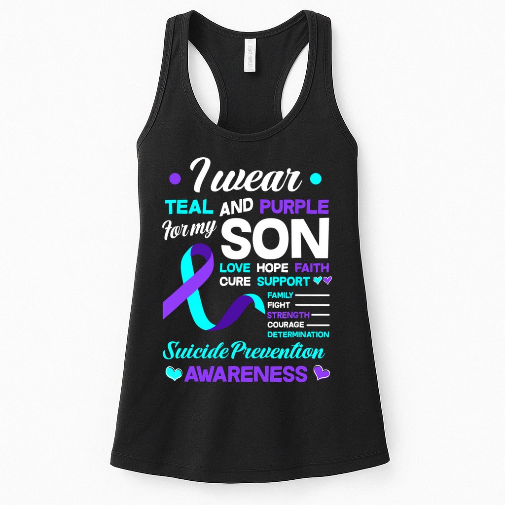 I Wear Teal & Purple For My Son Suicide Prevention Awareness Womens Tank Top
