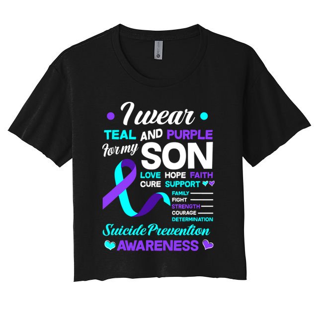 I Wear Teal & Purple For My Son Suicide Prevention Awareness Crop Top