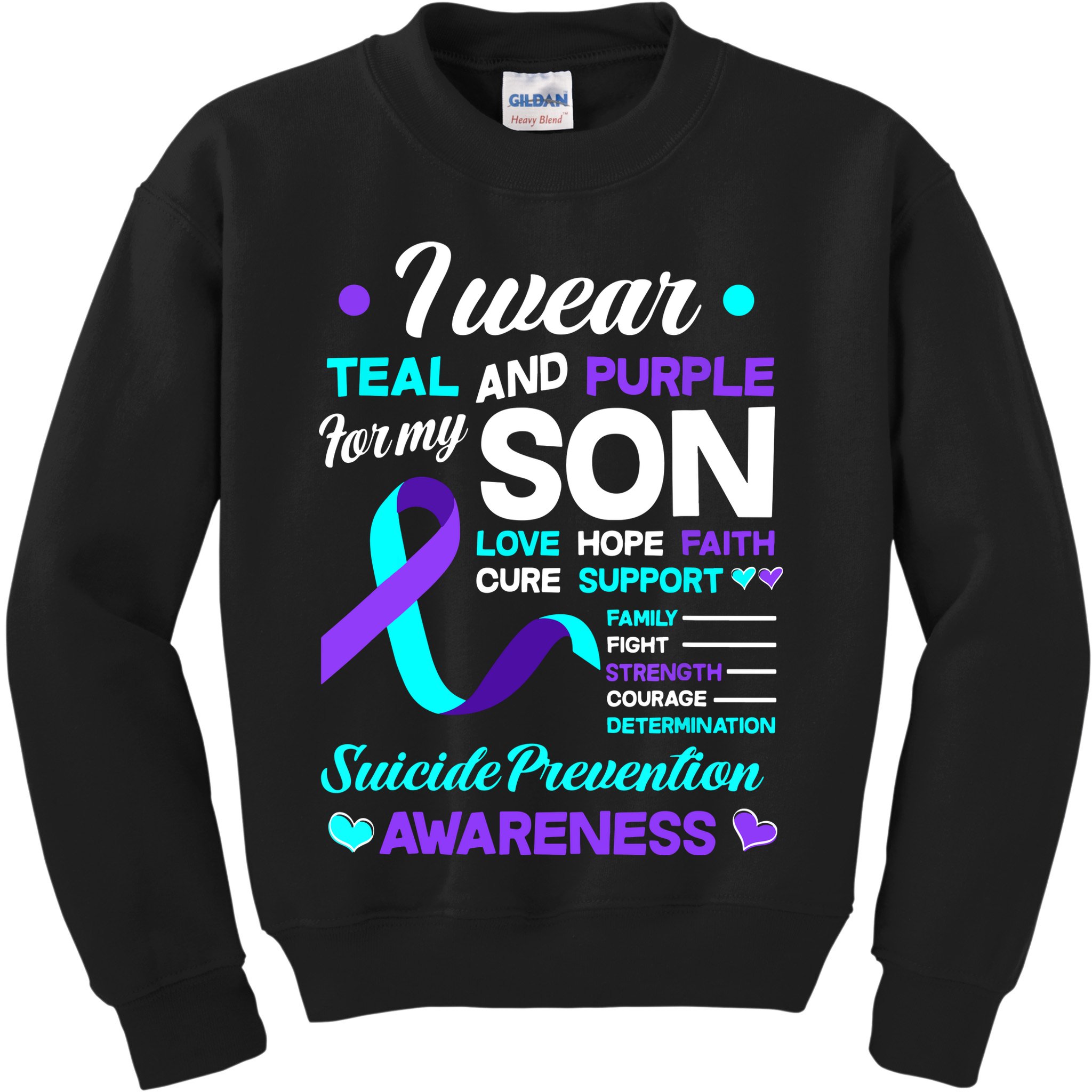 I Wear Teal & Purple For My Son Suicide Prevention Awareness Kids Sweatshirt