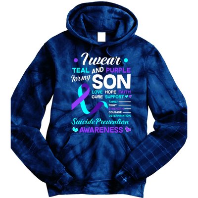 I Wear Teal & Purple For My Son Suicide Prevention Awareness Tie Dye Hoodie