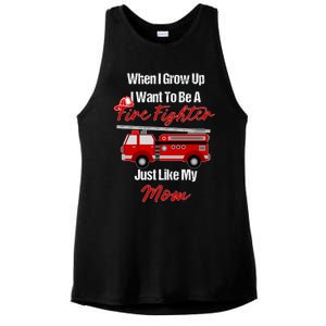 I Want To Be A Fire Fighter Just Like My Mom Hero Great Gift Ladies PosiCharge Tri-Blend Wicking Tank