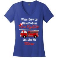 I Want To Be A Fire Fighter Just Like My Mom Hero Great Gift Women's V-Neck T-Shirt