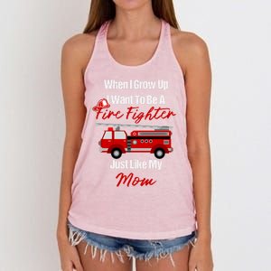 I Want To Be A Fire Fighter Just Like My Mom Hero Great Gift Women's Knotted Racerback Tank