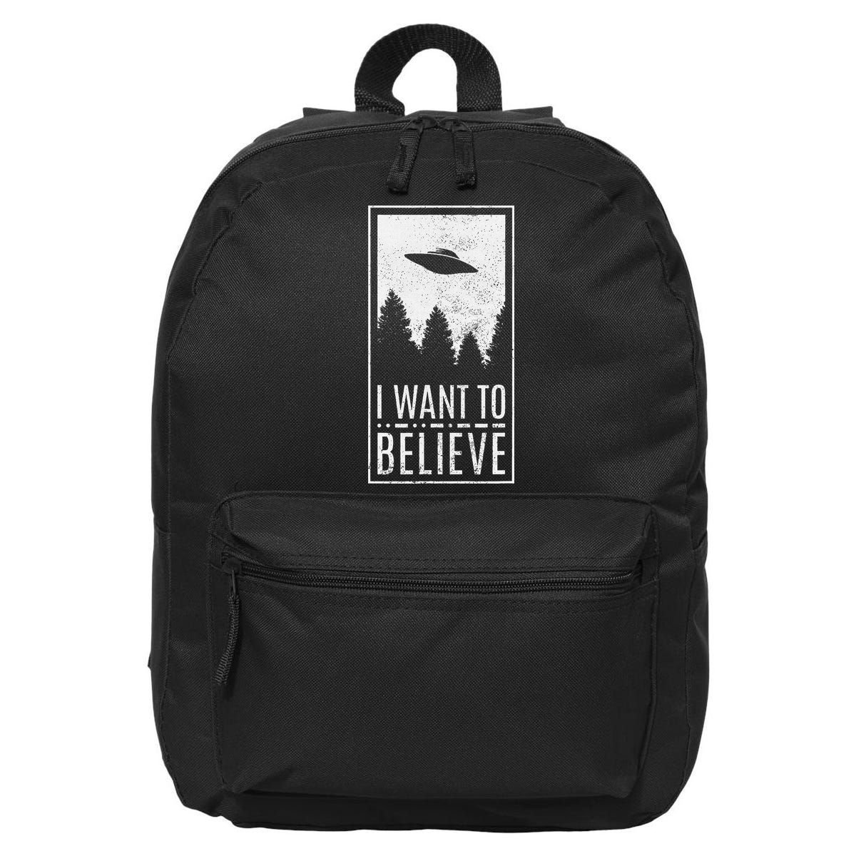 I Want To Believe Ufo Alien Hunter Conspiracy Theorist 16 in Basic Backpack