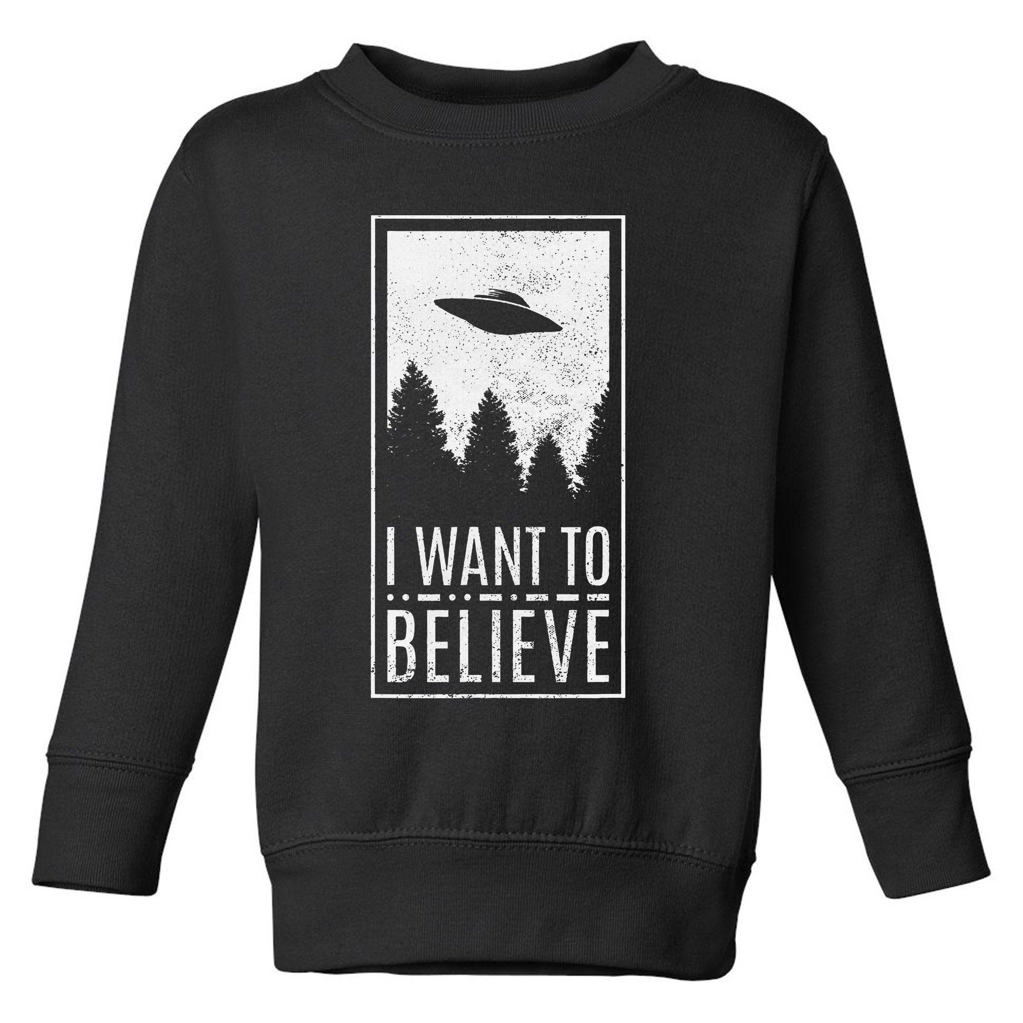 I Want To Believe Ufo Alien Hunter Conspiracy Theorist Toddler Sweatshirt