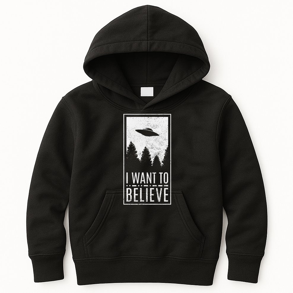 I Want To Believe Ufo Alien Hunter Conspiracy Theorist Kids Hoodie