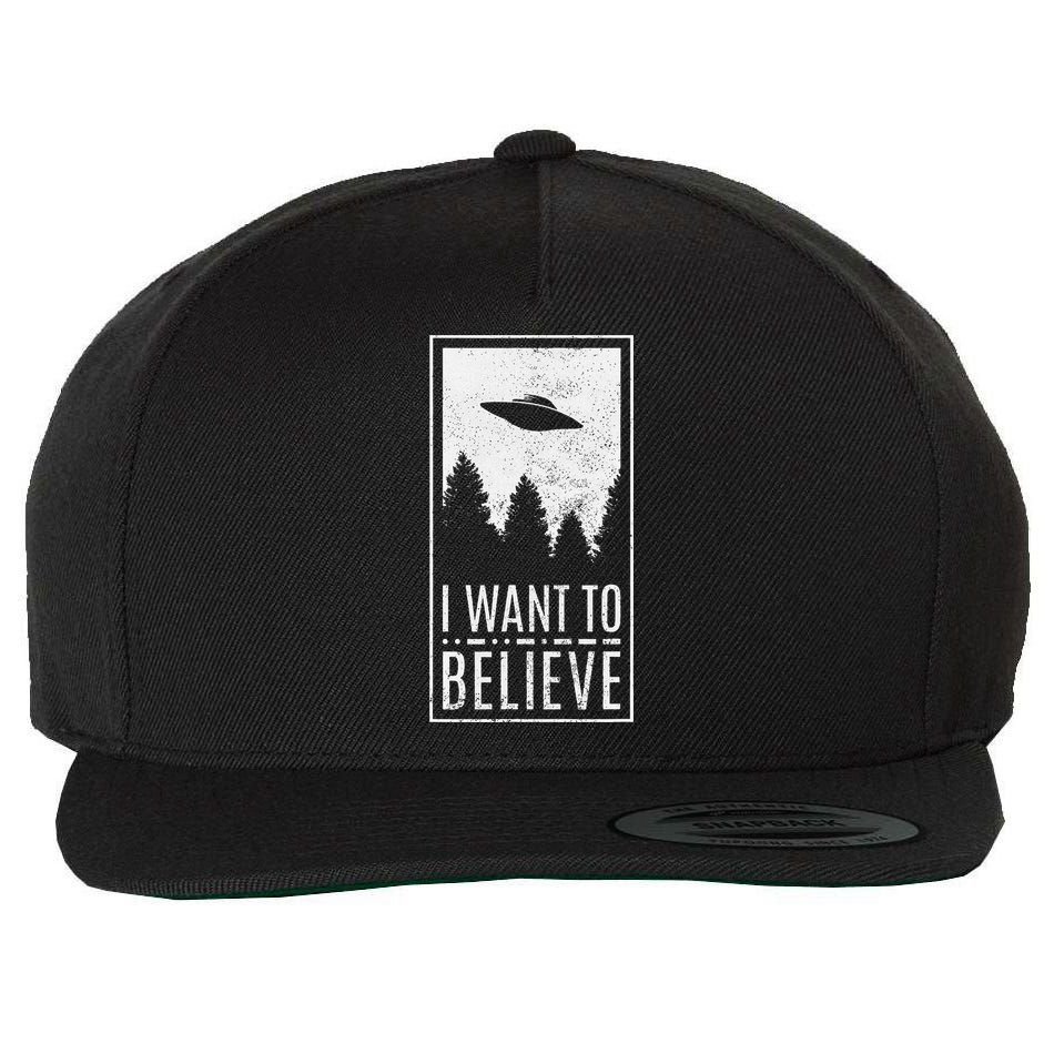 I Want To Believe Ufo Alien Hunter Conspiracy Theorist Wool Snapback Cap