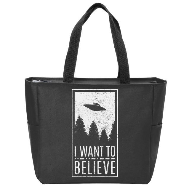 I Want To Believe Ufo Alien Hunter Conspiracy Theorist Zip Tote Bag