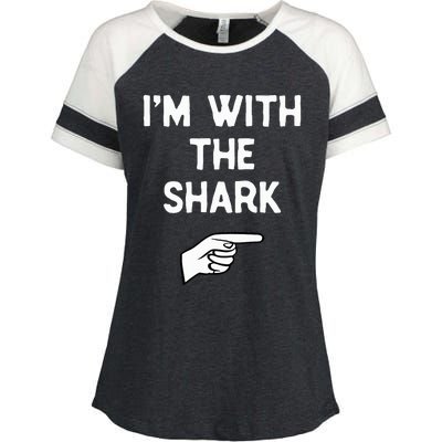 IM With The Shark Costume Halloween Matching Party Enza Ladies Jersey Colorblock Tee